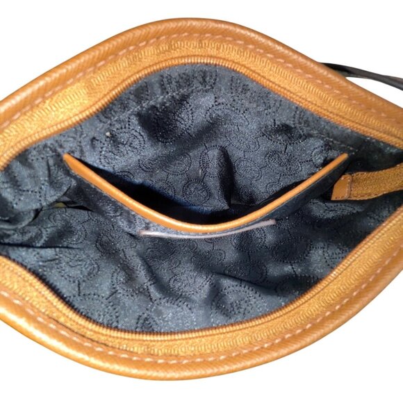 Michael Kors Black Nylon Brown Faux Leather & Front Pocket Evening Clutch Sz S - Picture 10 of 12